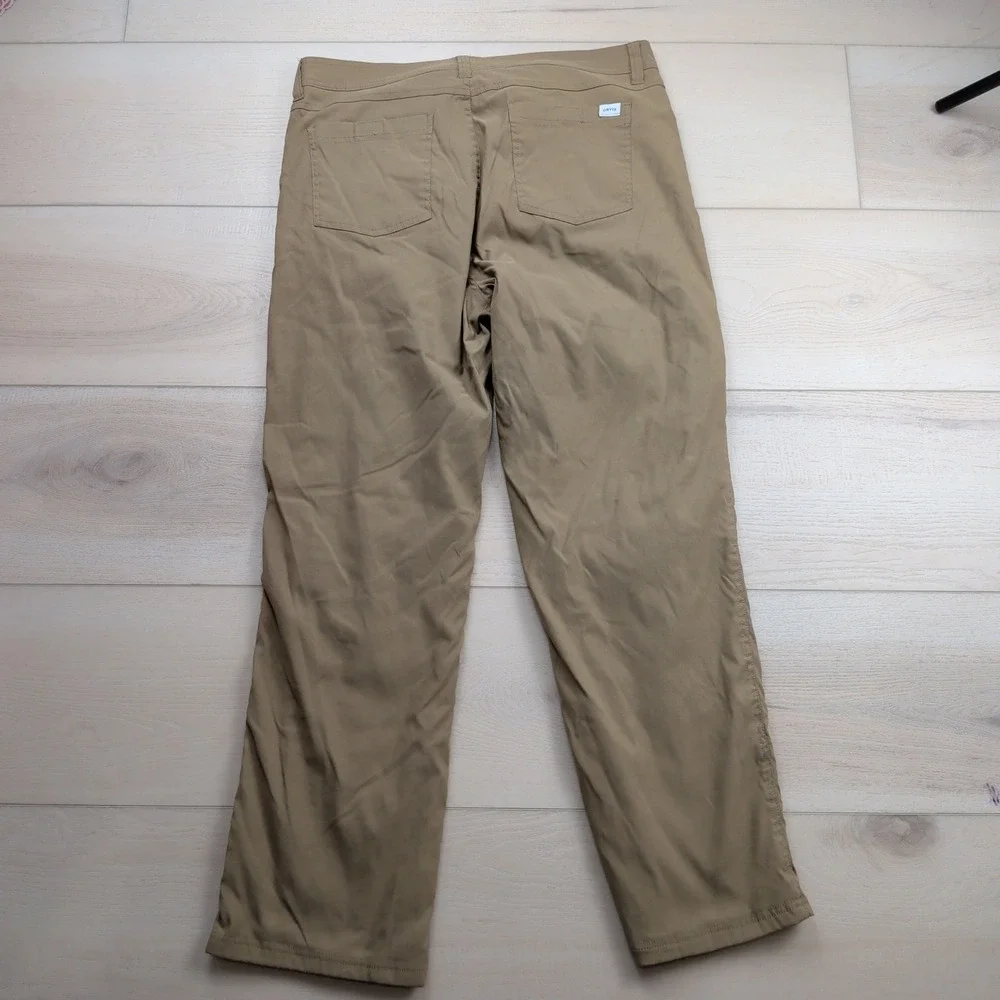 Orvis Fleece Lined Pants Mens 36x30 Tan Khaki Nylon Stretch Hiking Outdoor